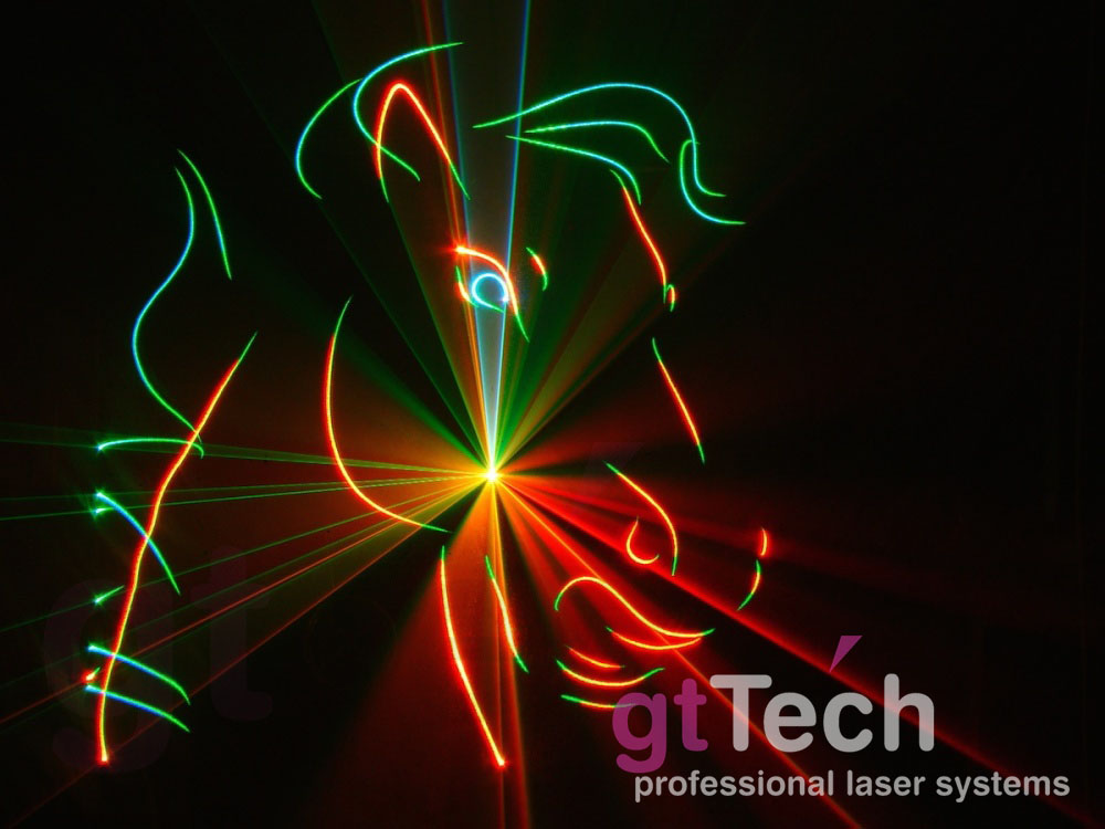 Laserdesigner Pangolin QuickShow Lasershowsoftware projiziert auf Lasergaze